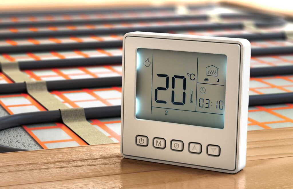 Inteligentny dom z systemem smart home do zarządzania ogrzewaniem podłogowym