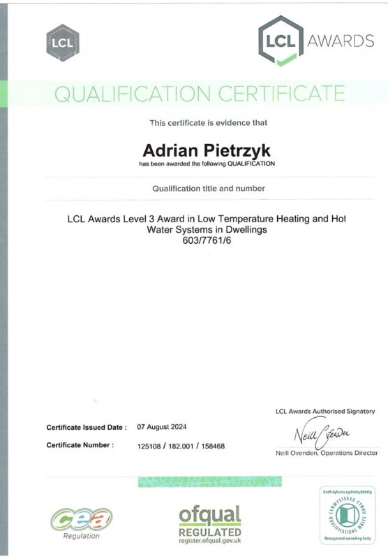 Certyfikat LCL Awards niskotemperaturowe ogrzewanie i CWU